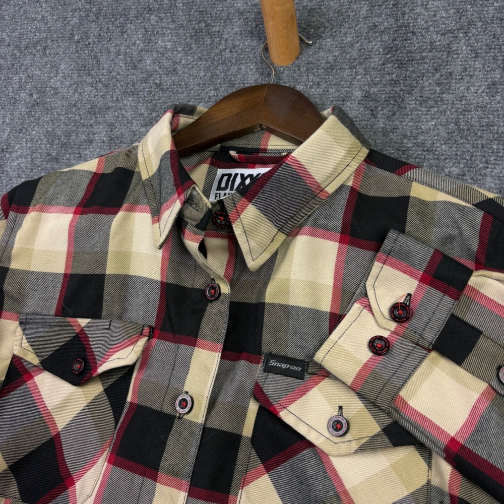 Dixxon Flannel Snap-on Shirt Womens L Plaid Limited Edition D-Tech Button Up